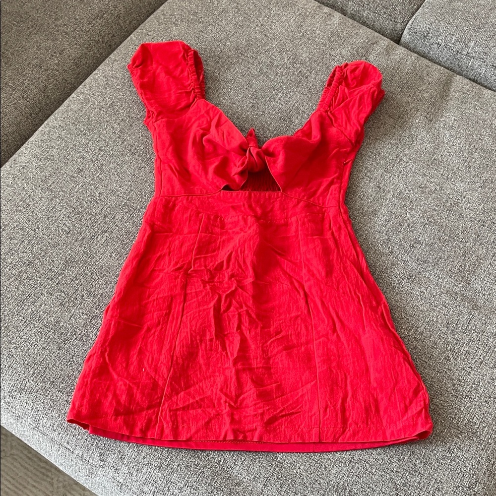 Red Mini Dress with Puff Sleeves - Cotton Candy LA brand